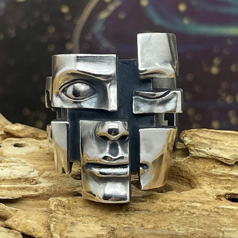 WorldNorse Split Personality Mask Ring