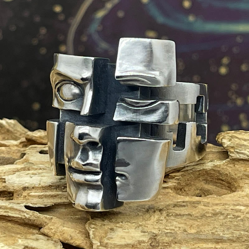 WorldNorse Split Personality Mask Ring