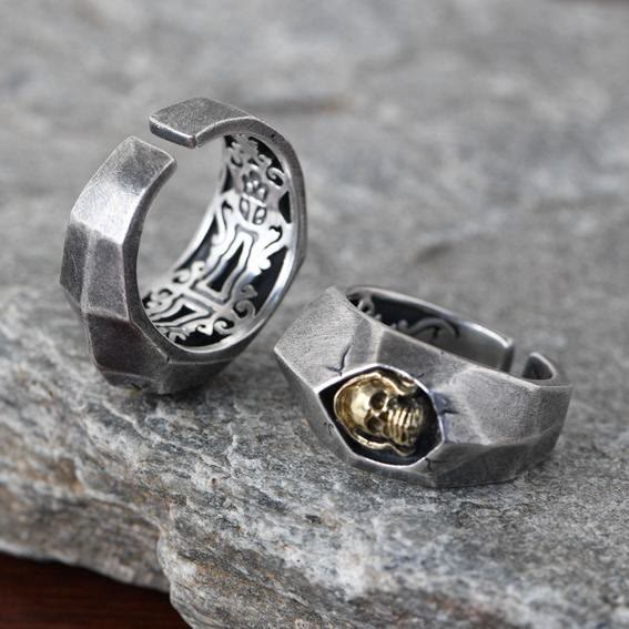 WorldNorse Cover Ears Eyes Mouth Evil Skull Ring