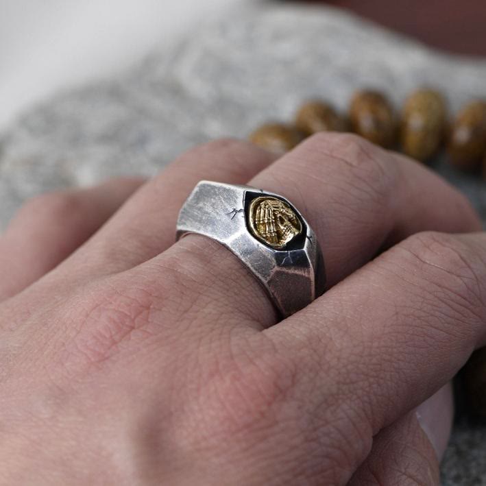 WorldNorse Cover Ears Eyes Mouth Evil Skull Ring - image 5