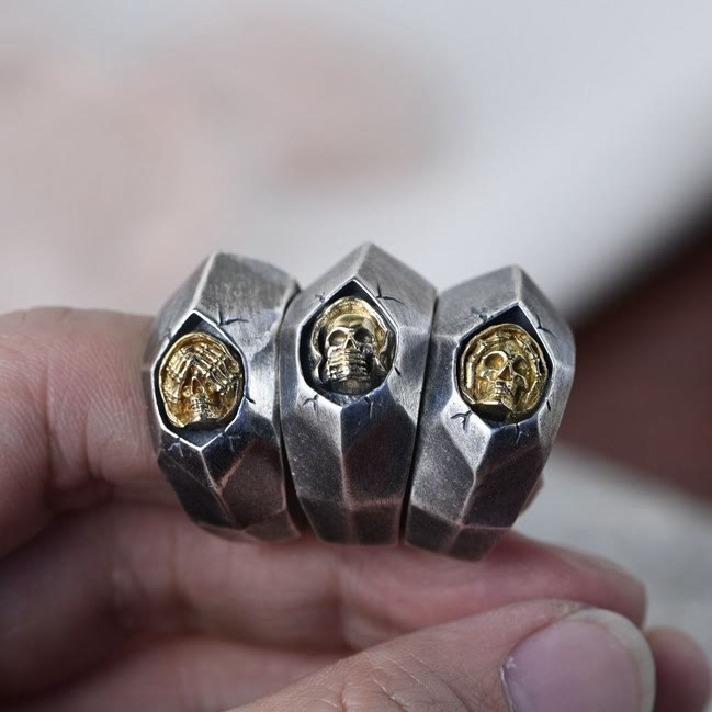 WorldNorse Cover Ears Eyes Mouth Evil Skull Ring