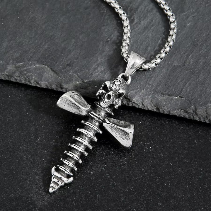 WorldNorse  Skull Cross Nail Screw Necklace - image 4
