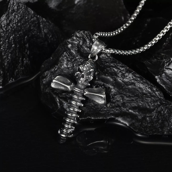 WorldNorse  Skull Cross Nail Screw Necklace