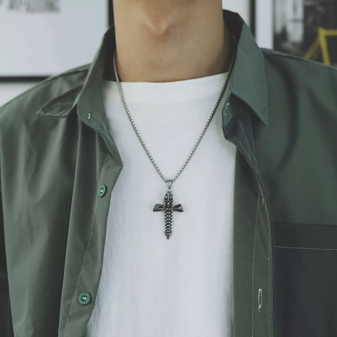 WorldNorse  Skull Cross Nail Screw Necklace - image 6