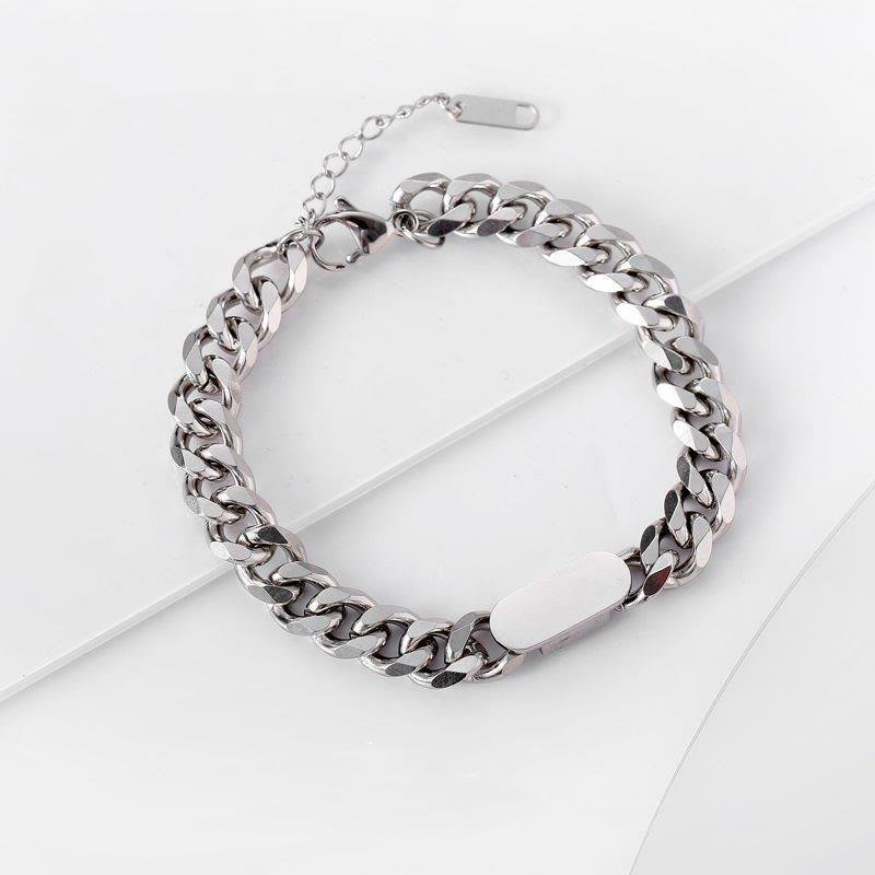 WorldNorse Polished Stainless Steel Cuban Chain Bracelet