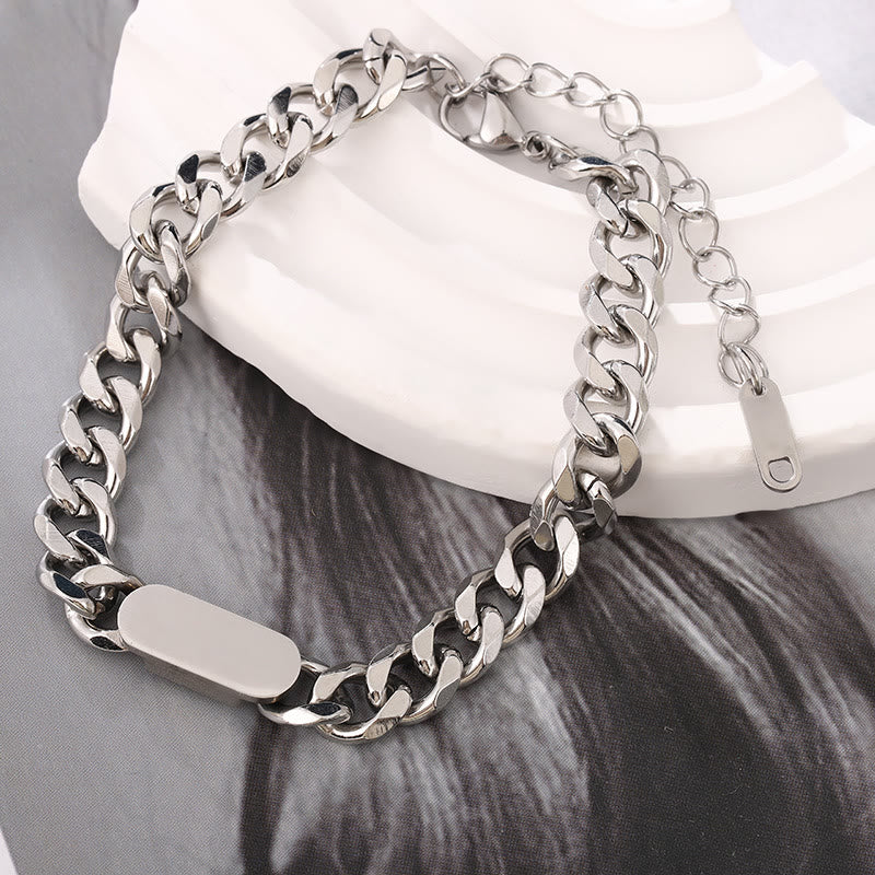 WorldNorse Polished Stainless Steel Cuban Chain Bracelet