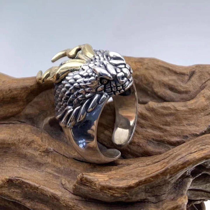 WorldNorse 3D Embossed Dragon Head Ring