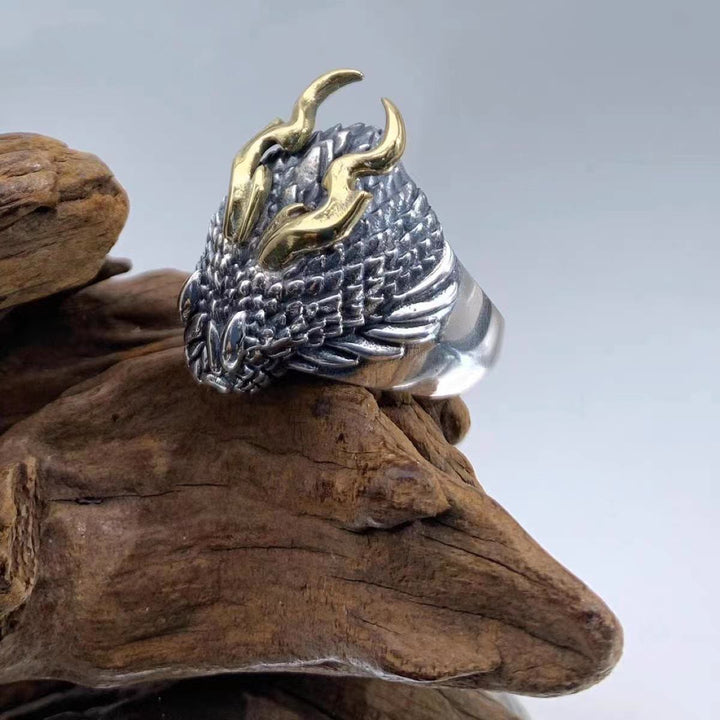 WorldNorse 3D Embossed Dragon Head Ring