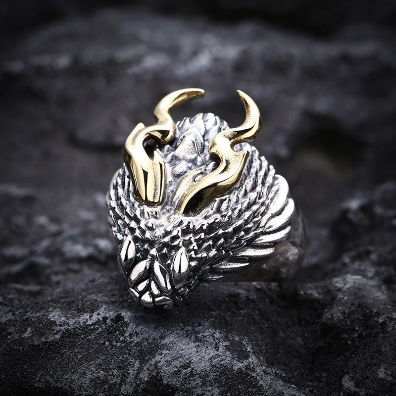 WorldNorse 3D Embossed Dragon Head Ring