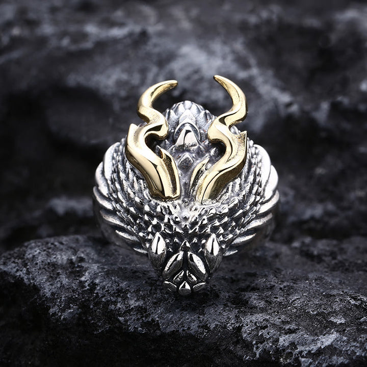 WorldNorse 3D Embossed Dragon Head Ring