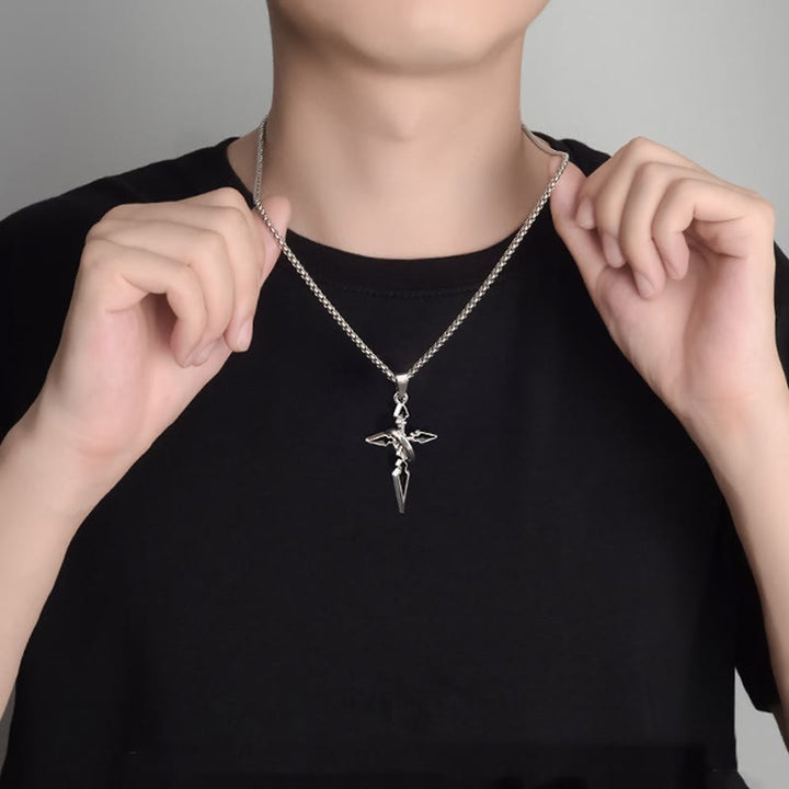 WorldNorse Cross & Ring Halo Pendant Necklace