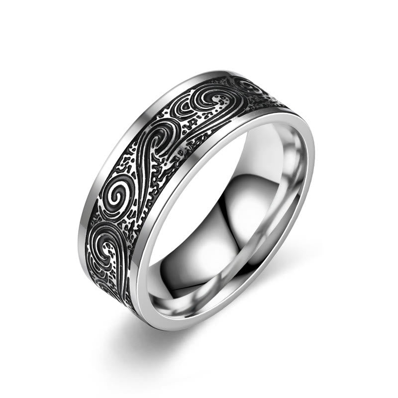 WorldNorse Retro Engraved Stainless Steel Band Ring