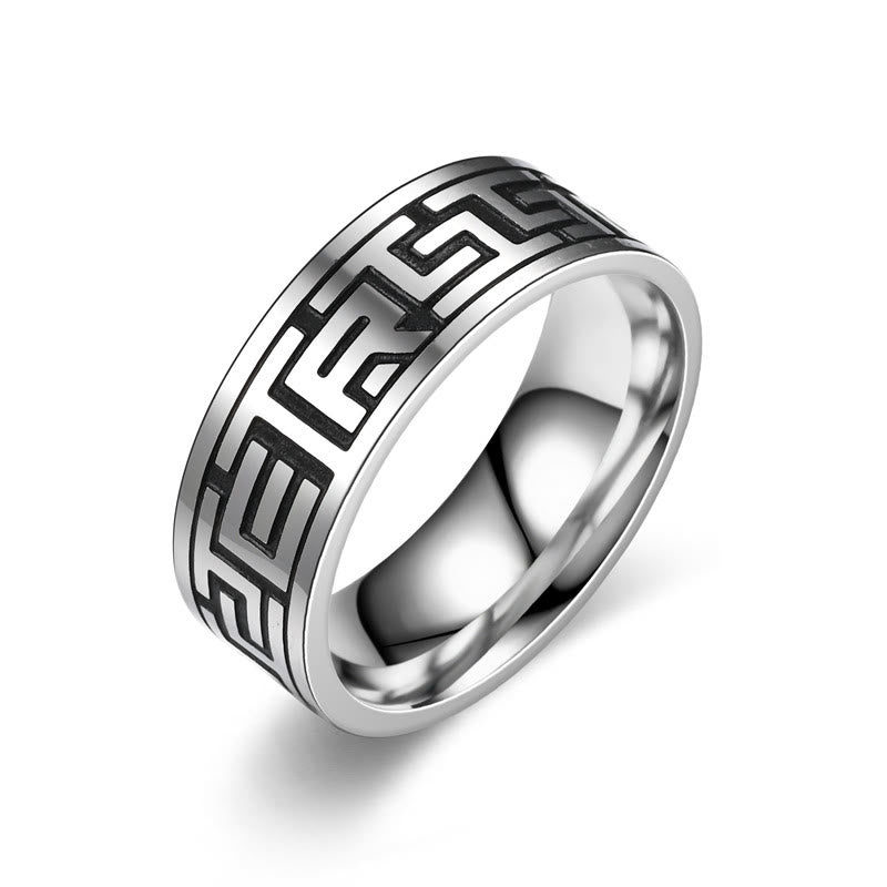 WorldNorse Retro Engraved Stainless Steel Band Ring