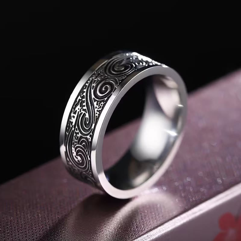 WorldNorse Retro Engraved Stainless Steel Band Ring