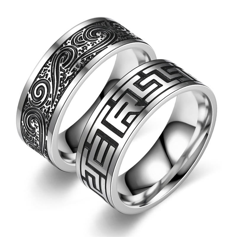 WorldNorse Retro Engraved Stainless Steel Band Ring