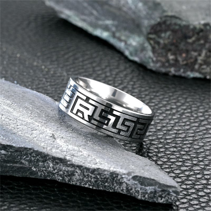 WorldNorse Retro Engraved Stainless Steel Band Ring