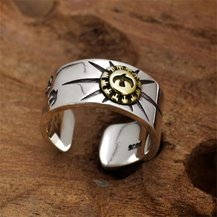 WorldNorse Engraved Flying Bird Sunshine Adjustable Open Ring