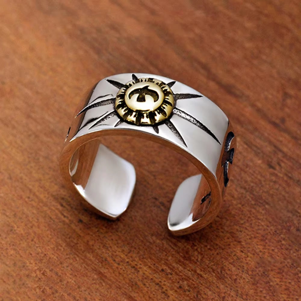 WorldNorse Engraved Flying Bird Sunshine Adjustable Open Ring