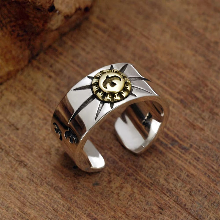 WorldNorse Engraved Flying Bird Sunshine Adjustable Open Ring