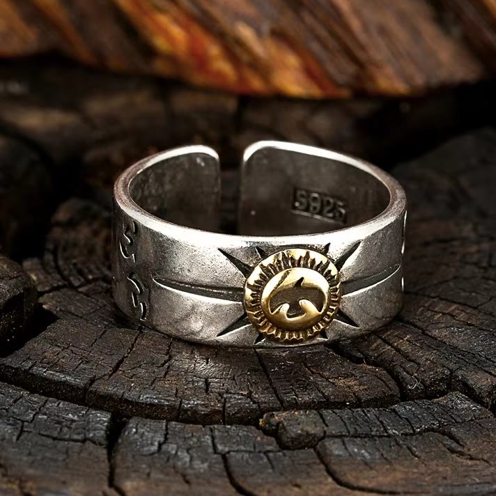 WorldNorse Engraved Flying Bird Sunshine Adjustable Open Ring