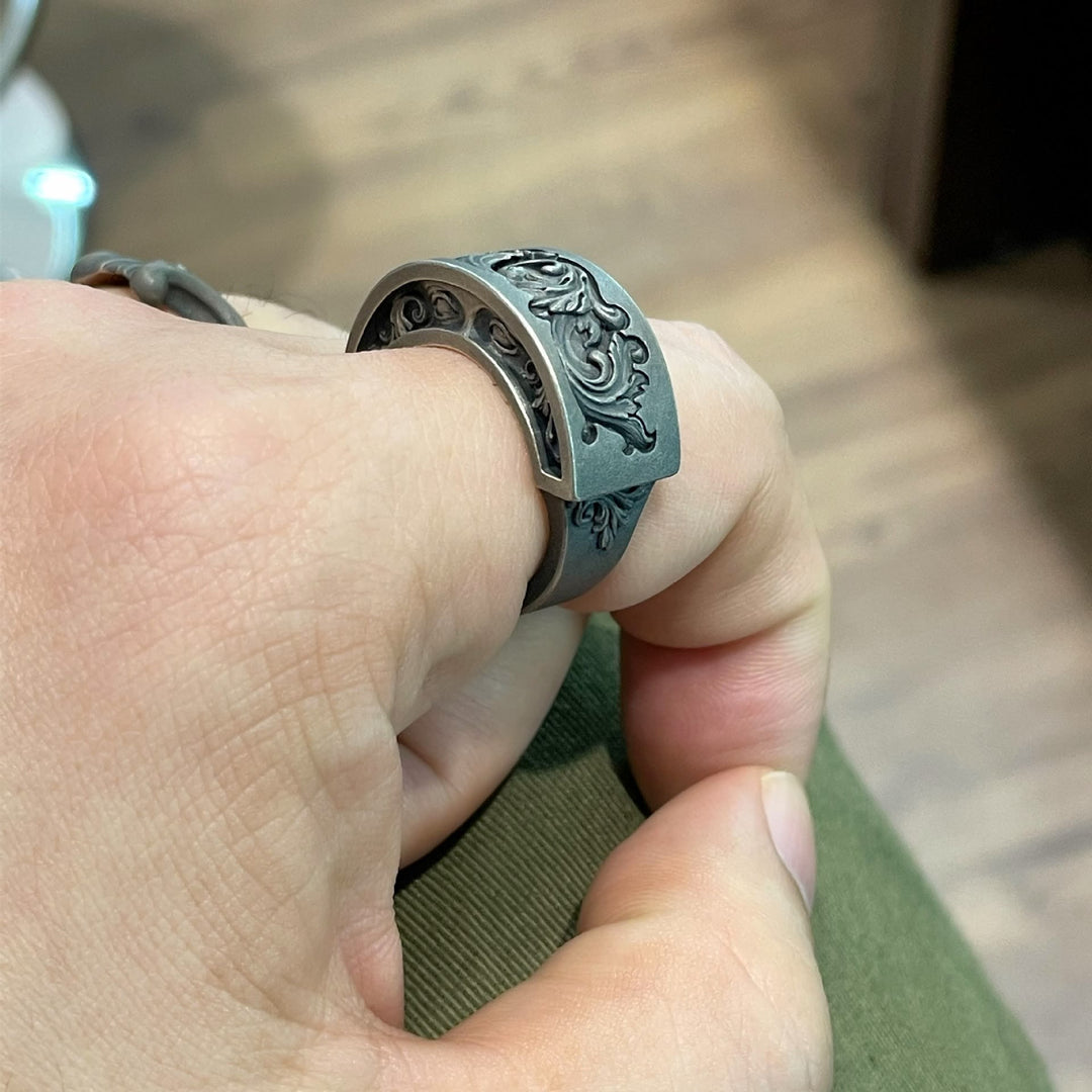 WorldNorse Dark Eye Engraved Ring