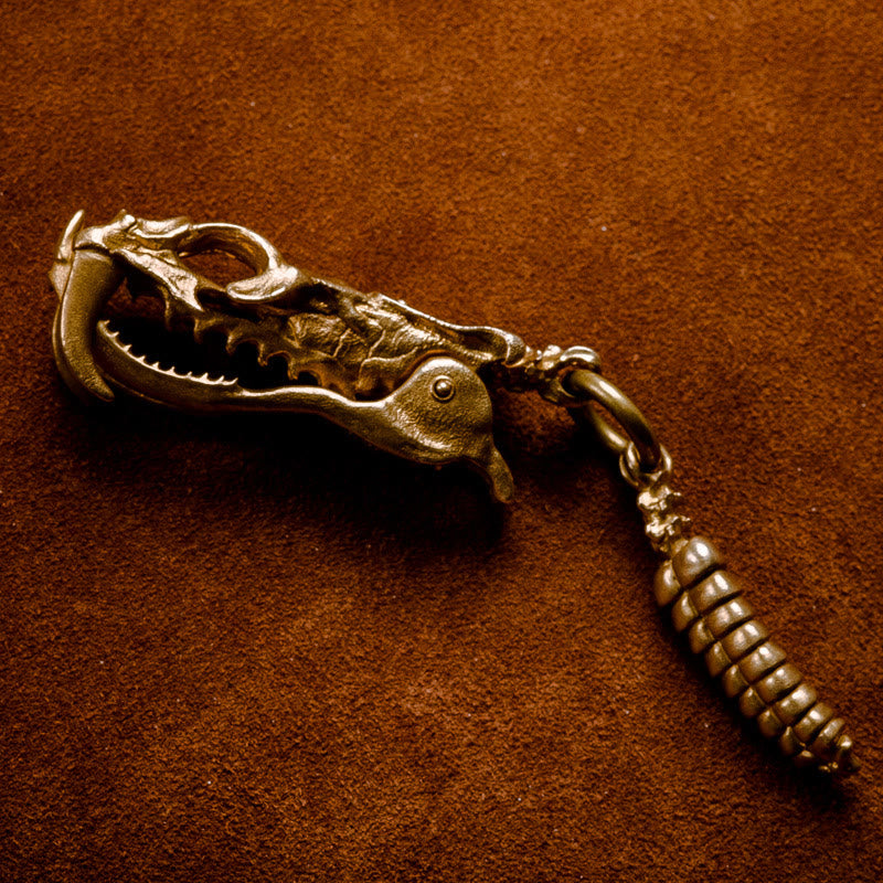 WorldNorse Retro Bronzed Dragon Head Clip Keychain