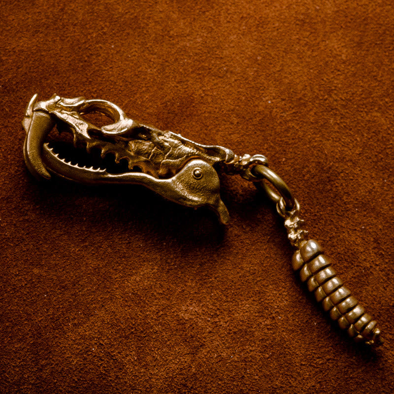 WorldNorse Retro Bronzed Dragon Head Clip Keychain - image 1