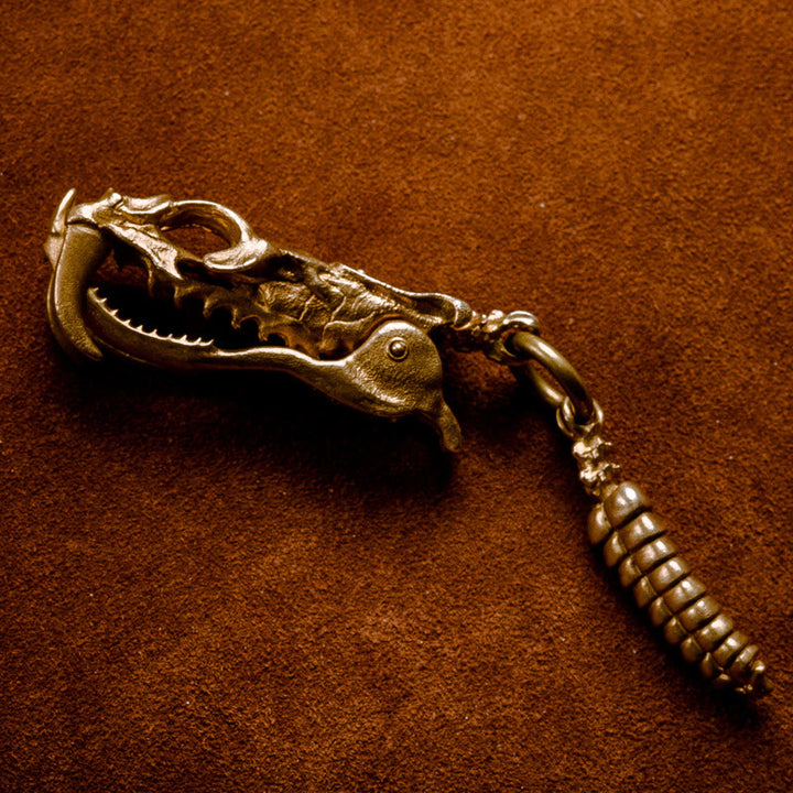 WorldNorse Retro Bronzed Dragon Head Clip Keychain - image 1