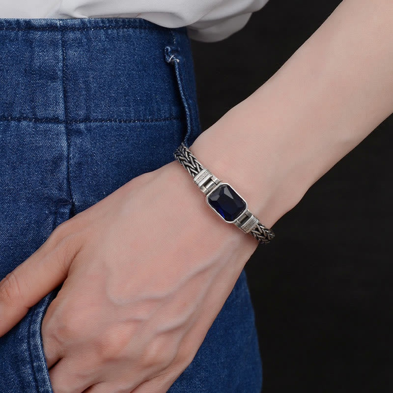 WorldNorse Retro Inlaid Gemstone Wheat Chain Bracelet - image 1