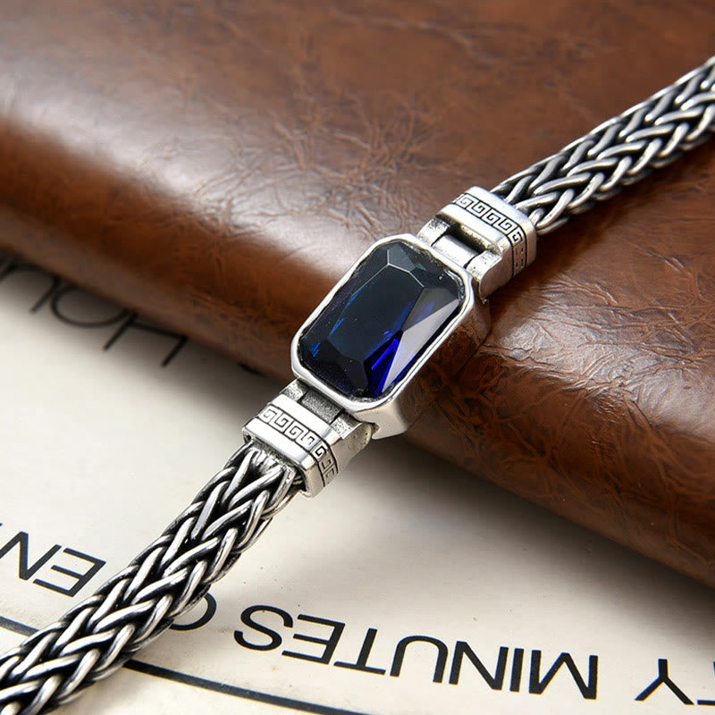 WorldNorse Retro Inlaid Gemstone Wheat Chain Bracelet