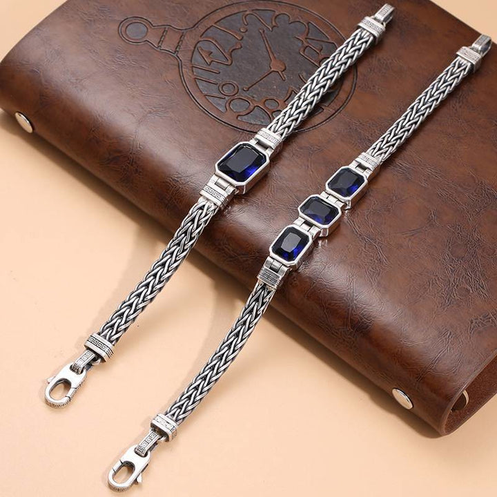 WorldNorse Retro Inlaid Gemstone Wheat Chain Bracelet - image 10