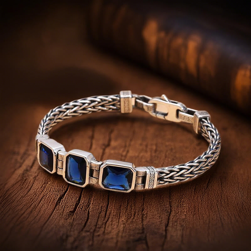 WorldNorse Retro Inlaid Gemstone Wheat Chain Bracelet - Three Gemstones - 22cm - image 6