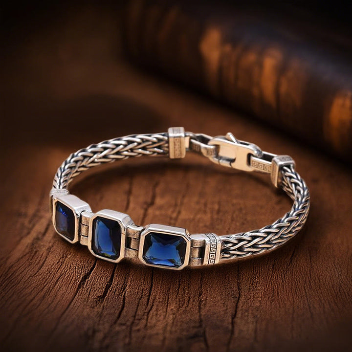 WorldNorse Retro Inlaid Gemstone Wheat Chain Bracelet - Three Gemstones - 22cm - image 6