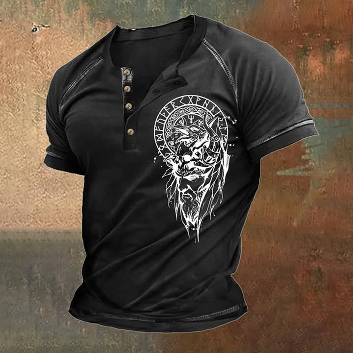 WorldNorse Vintage Contrast Vikings T-Shirt - Black - US/UK/AU50，EU60 (5XL) - image 1