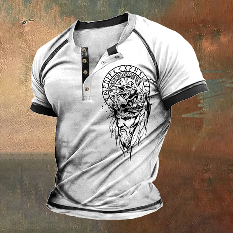 WorldNorse Vintage Contrast Vikings T-Shirt - White - US/UK/AU50，EU60 (5XL) - image 0