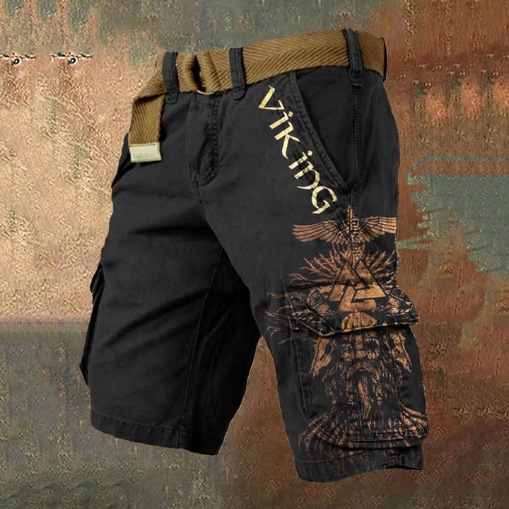 WorldNorse Viking Raven Valknut Yggdrasil Cargo Shorts