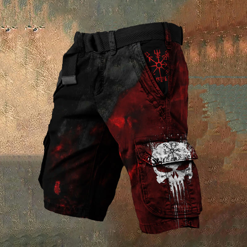 WorldNorse Viking Helm of Awe Cargo Shorts - Red - US/UK/AU50，EU60 (5XL) - image 0