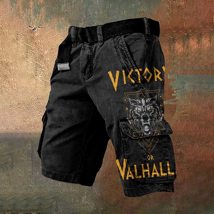 WorldNorse Viking Wolves Rune Cargo Shorts