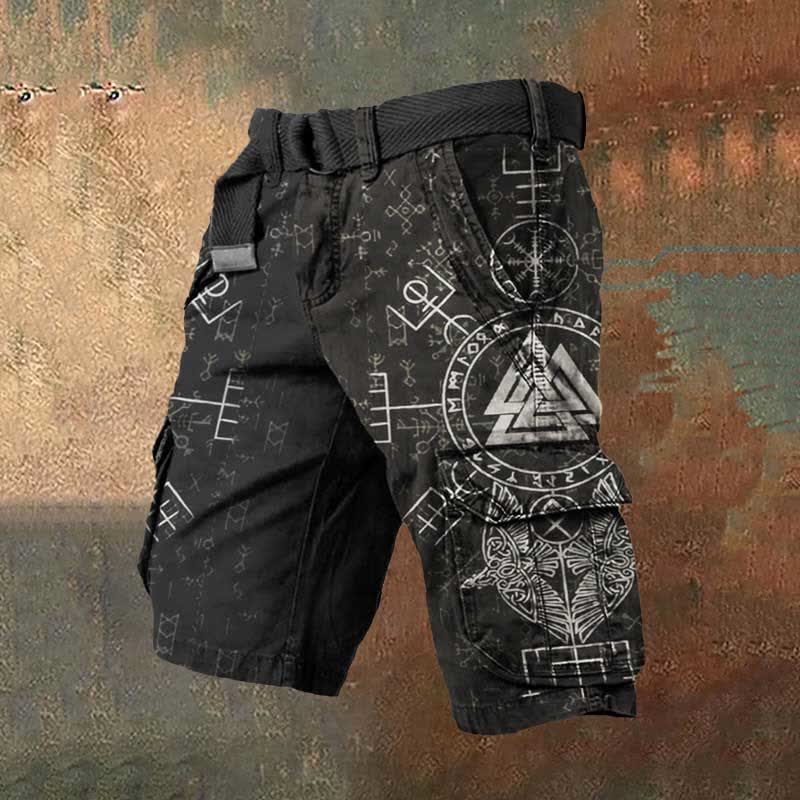 WorldNorse Viking Vegvisir Valknut Rune Cargo Shorts - US/UK/AU50，EU60 (5XL) - image 0