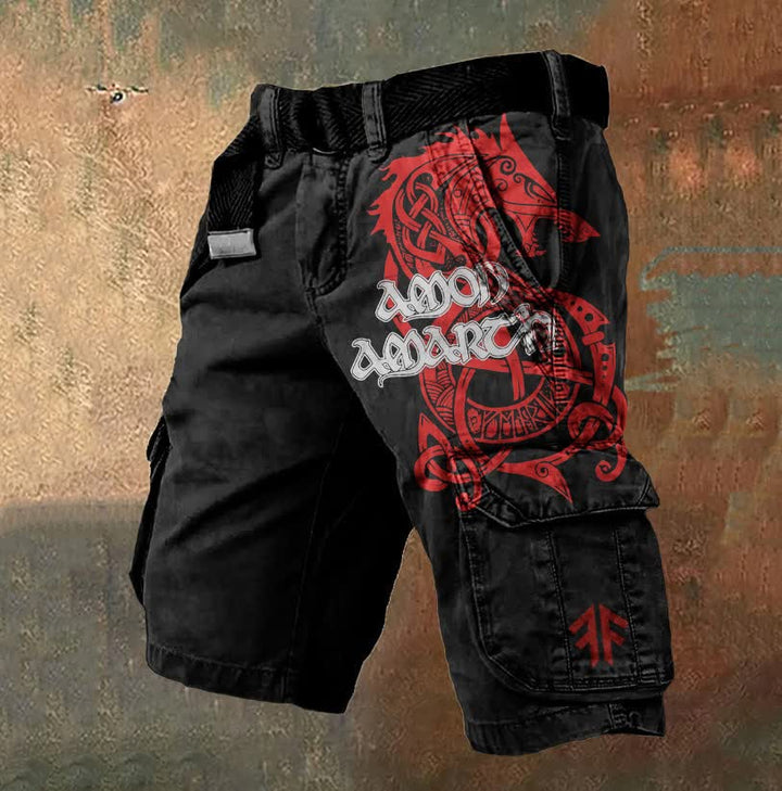 WorldNorse Viking Norse Dragon Celtic Knot Rune Cargo Shorts