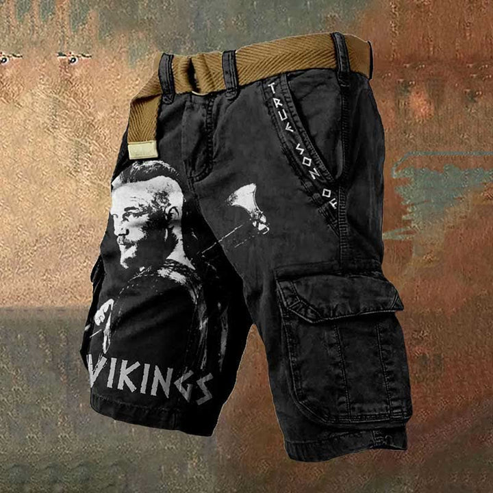 WorldNorse Viking Axe Rune Cargo Shorts