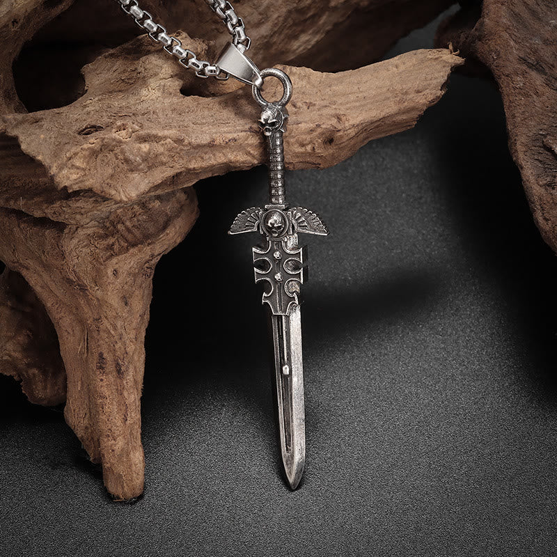 WorldNorse Gothic Skull & Sword Pendant Necklace - image 4