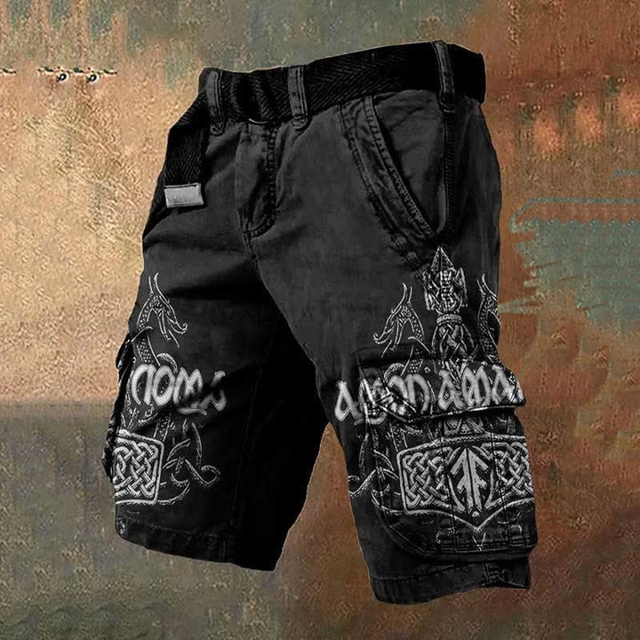 WorldNorse Viking Celtic Knot Mjolnir Rune Cargo Shorts