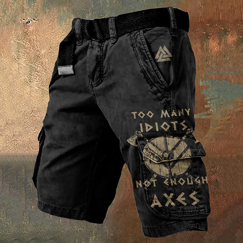 WorldNorse Viking Axe Rune Cargo Shorts - US/UK/AU50，EU60 (5XL) - image 0