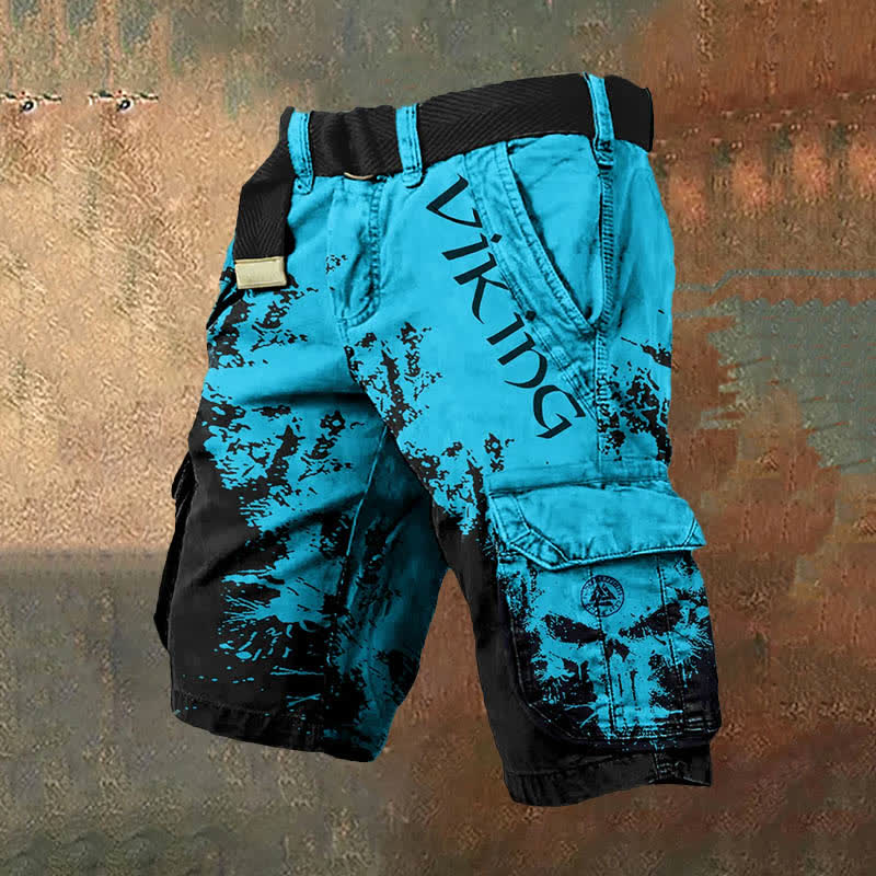 WorldNorse Viking Valknut Cargo Shorts - Cyan Black - US/UK/AU50，EU60 (5XL) - image 9