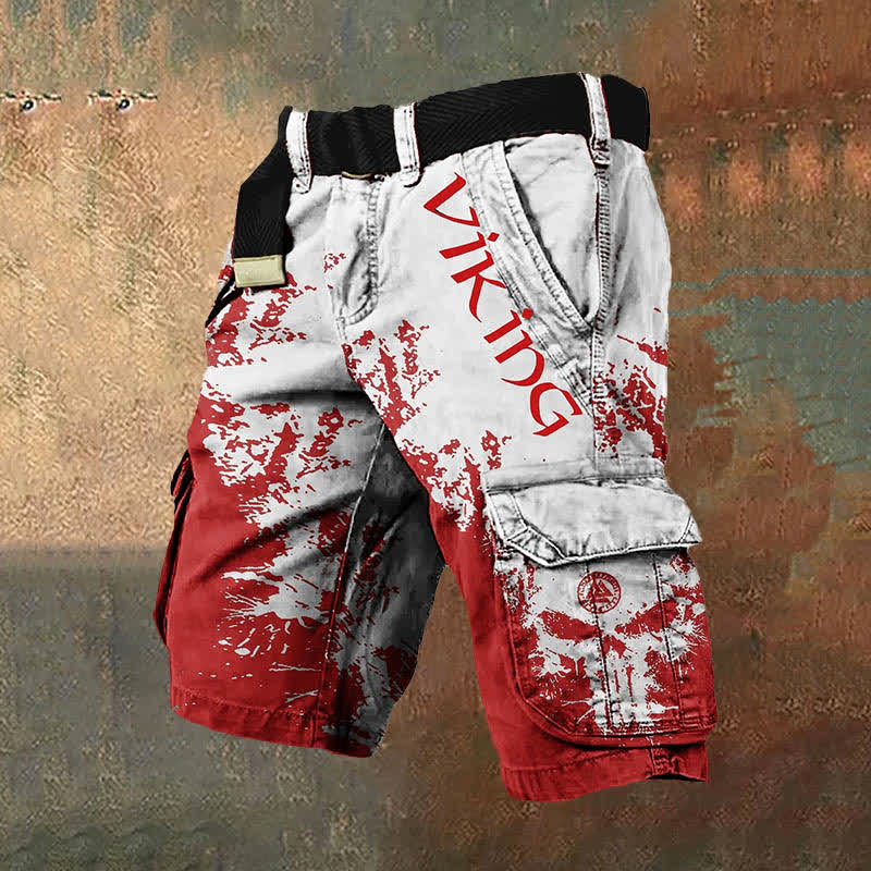 WorldNorse Viking Valknut Cargo Shorts - White Red - US/UK/AU50，EU60 (5XL) - image 1