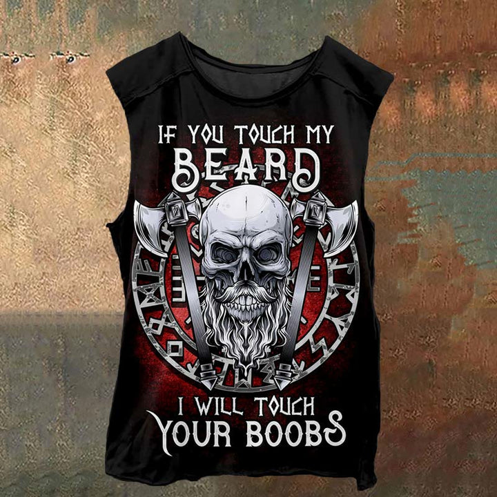 WorldNorse If You Touch My Beard Skull Vest