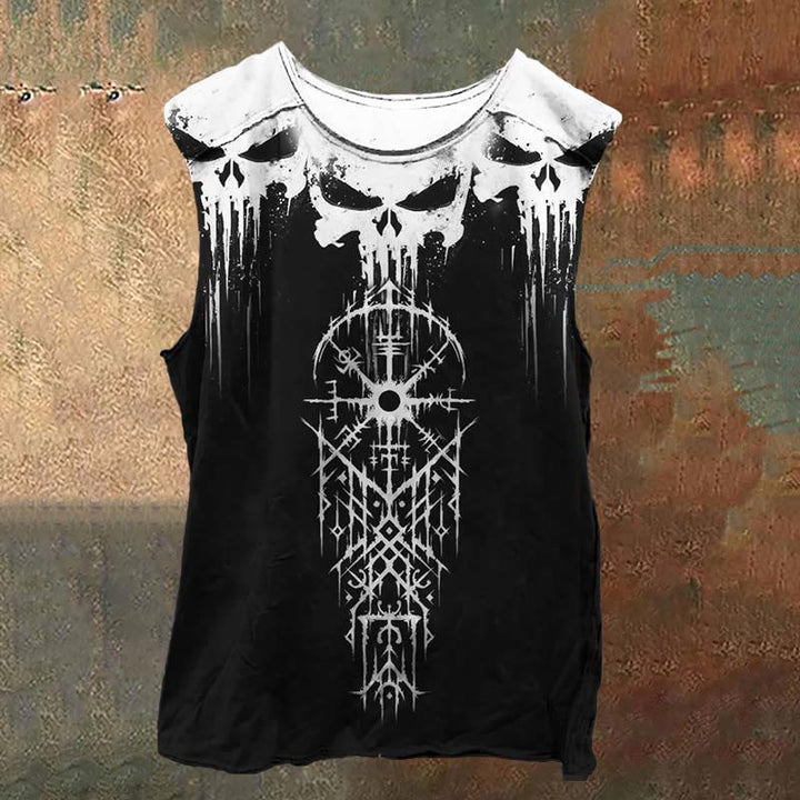 WorldNorse Vegvisir Totem Skulls Contrast Vest