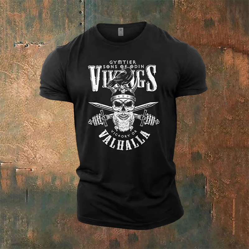 WorldNorse Vikings Victory or Valhalla Graphic T-Shirt - Black - US/UK/AU50，EU60 (5XL) - image 2
