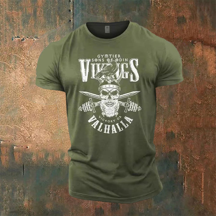 WorldNorse Vikings Victory or Valhalla Graphic T-Shirt - Green - US/UK/AU50，EU60 (5XL) - image 3